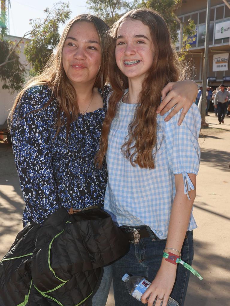 Sapphire Osborne and Lucy Benson at Mount Isa Mines Rodeo. Picture: Peter Wallis