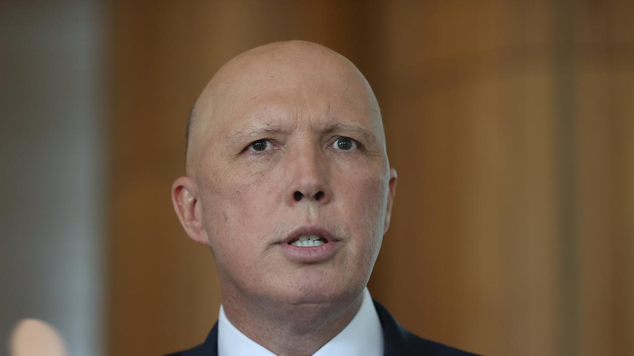 Peter Dutton has sounded the alarm on the everyday Aussie being sucked into a conspiracy. Picture: NCA NewsWire / Gary Ramage