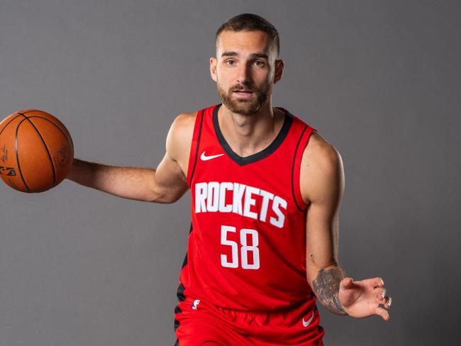 HOUSTON, TEXAS - SEPTEMBER 30: Jack McVeigh #58 poses for a portrait during Houston Rockets Media Day at Toyota Center on September 30, 2024 in Houston, Texas. NOTE TO USER: User expressly acknowledges and agrees that, by downloading and or using this photograph, User is consenting to the terms and conditions of the Getty Images License Agreement.   Darren Carroll/Getty Images/AFP (Photo by Darren Carroll / GETTY IMAGES NORTH AMERICA / Getty Images via AFP)