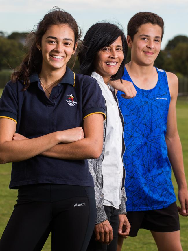 Aidan Murphy pictured with sister Melarn and mum Tania in 2016. Picture: Matt Loxton