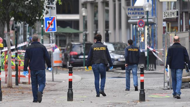 Investigators work at the scene of shootings in Vienna. Picture: AFP