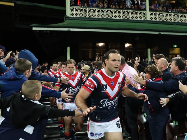 Roosters Boyd Cordner enters the field for the Sydney Roosters v Melbourne Storm NRL Preliminary Final at the SCG. Picture: Brett Costello