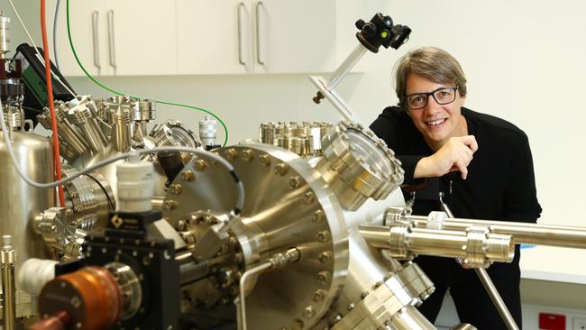 Quantum physicist Michelle Simmons with some of her team’s equipment at the University of NSW yesterday. Picture: John Feder