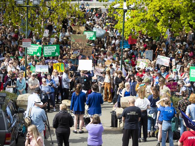 Climate strike rally in Hobart. Picture: RICHARD JUPE