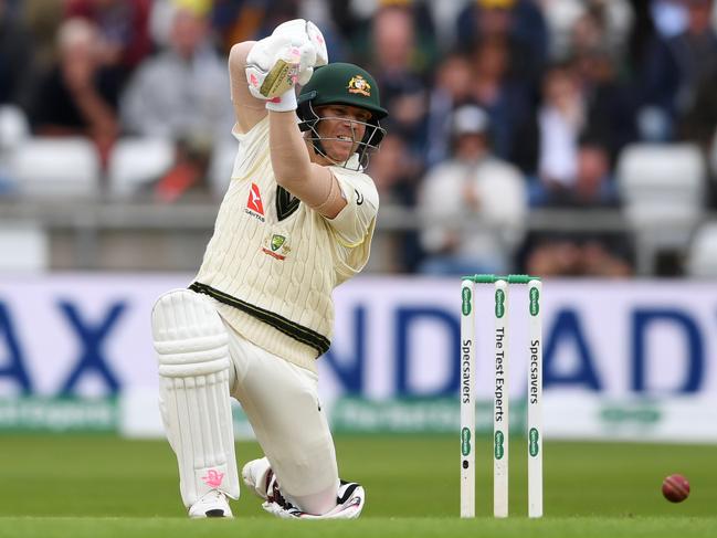 LEEDS, ENGLAND - AUGUST 22: David Warner of Australia bats during day one of the 3rd Specsavers Ashes Test match between England and Australia at Headingley on August 22, 2019 in Leeds, England. (Photo by Gareth Copley/Getty Images)