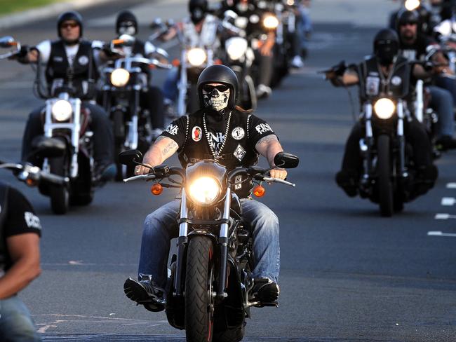 Bikies around Australia have challenged laws to control violence and drug trafficking which are now declared ‘useless’ by government. Picture: Joe Castro/AAP