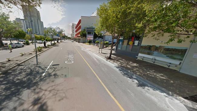 A driver was caught on CCTV hooning and doing burnouts in a Ford Mustang outside the Woolworths CBD carpark early this morning, NT Police say. Picture: StreetView