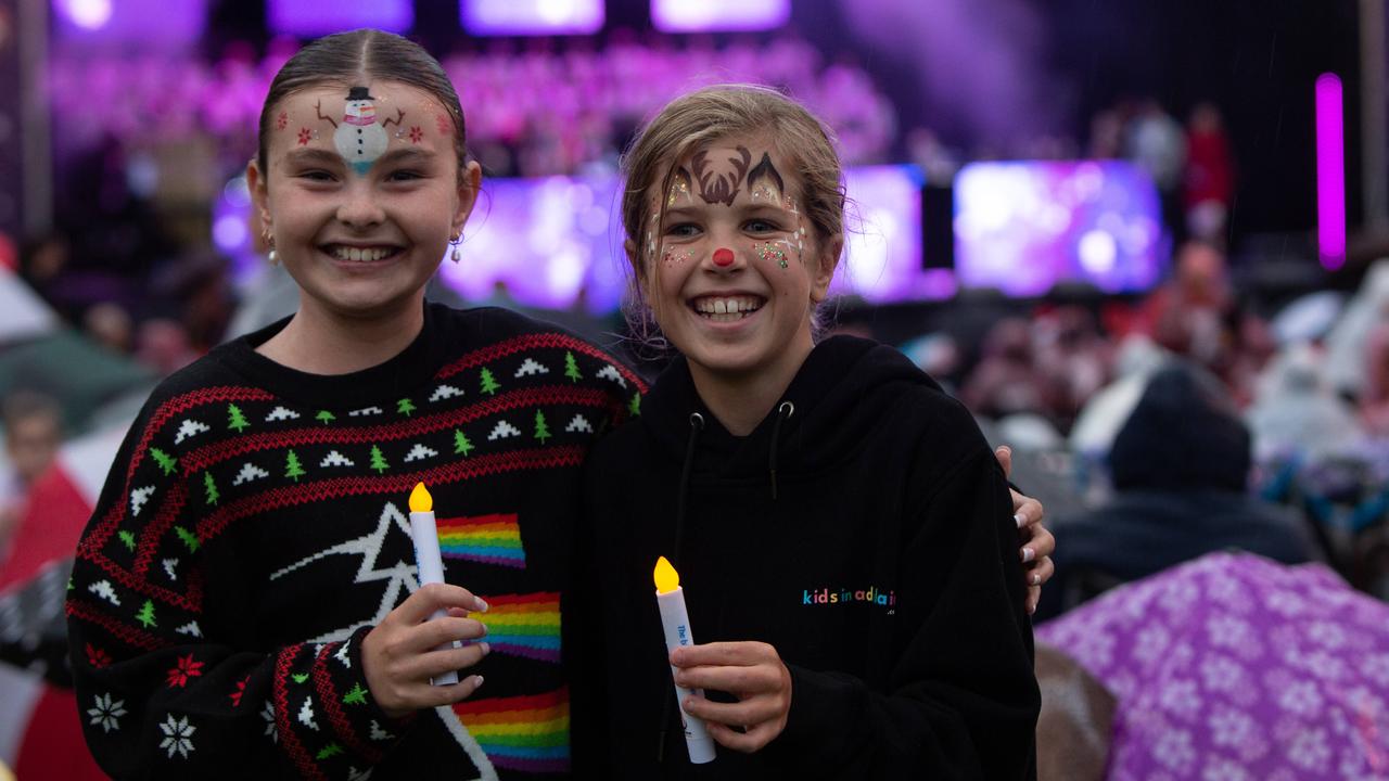 Sealink Carols by Candlelight at Elder Park - Winnie Walsh (Crafers 11) and Ellka Kennedy (Seacliff 9) Picture: Brett Hartwig