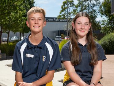 27-02-2025 Logan Bond and Isobel Grazules taking part in PROJECT ROCKIT, a national anti-bullying and cyber safety education program at Bannockburn P-12 College this week. Picture: Brad Fleet