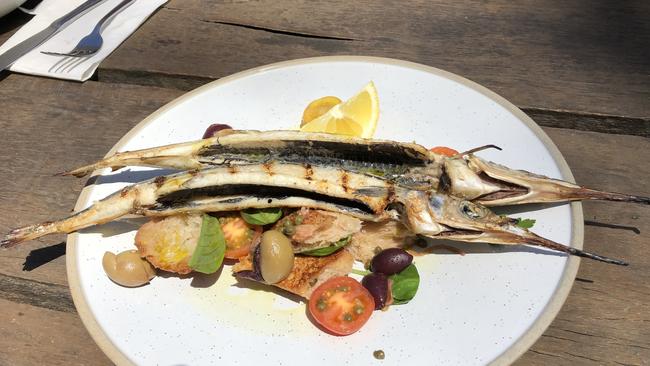 Garfish and panzanella salad at Stanley Bridge Tavern