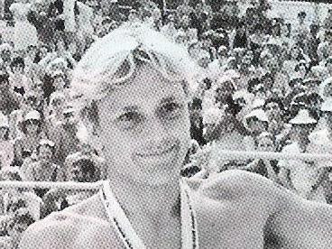 1984 Coolangatta Gold winner Guy Leech with his medal and trophy at Coolangatta beach.