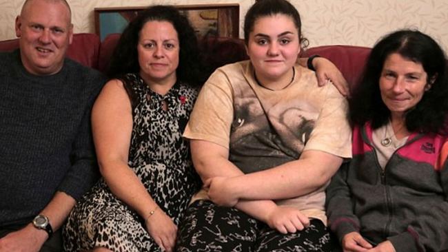 Samantha’s mum Jan, far right, has offered to help obese 14-year-old Holly, second from right, from suffering the same fate as her daughter.