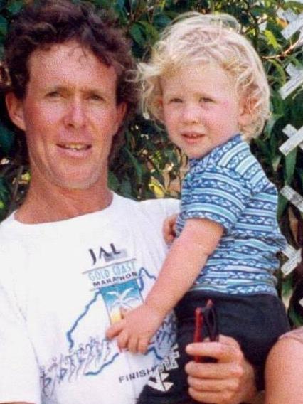 A young Brenton Tarrant in his father Rodney's arms.