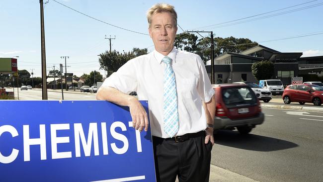 Dunrobin Pharmacy owner & pharmacist Peter Ramsey, at his Oaklands Park pharmacy. Peter believes he is losing business because customers can't easily drive to his business because of long traffic bank ups on Diagonal Rd. picture: Bianca De Marchi