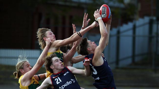 Norwood under-18 player Phoenix Foster takes a big grab. Picture: SANFL/Peter Argent