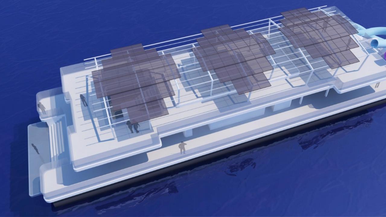 Design for new three-level pontoon that will include an underwater hotel at Lady Musgrave Island and lagoon.