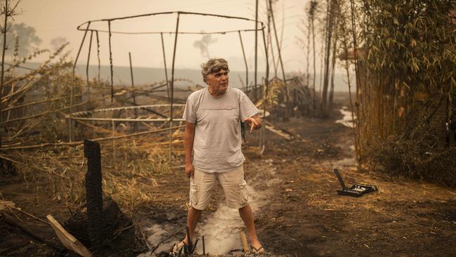 Terry Hill, CEO Merrimans Aboriginal Land Council on a destroyed property in Coolagolite, NSW. Picture: Sean Davey.