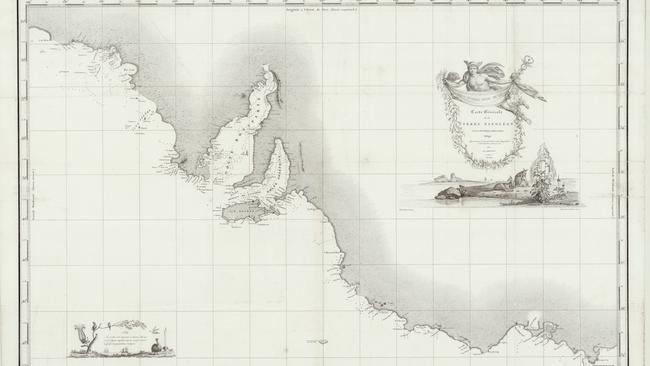 French map of South Australia (la Terre Napoleon) from Nicolas Baudin's journey in 1802: SOURCE: State Library of SA