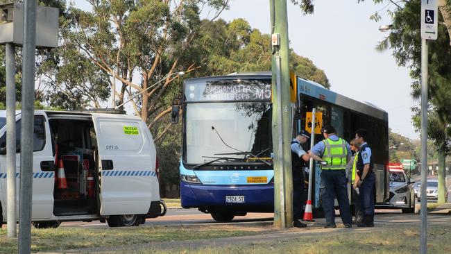 AN OFF-DUTY police officer has been taken to hospital after trying to break up a “racist attack” on a packed bus on Sydney’s northern suburbs. A manhunt involving police helicopters is underway after the officer was assaulted just after 3.30pm on Saturday while on board the M52 bus at Victoria Rd in Hunters Hill.