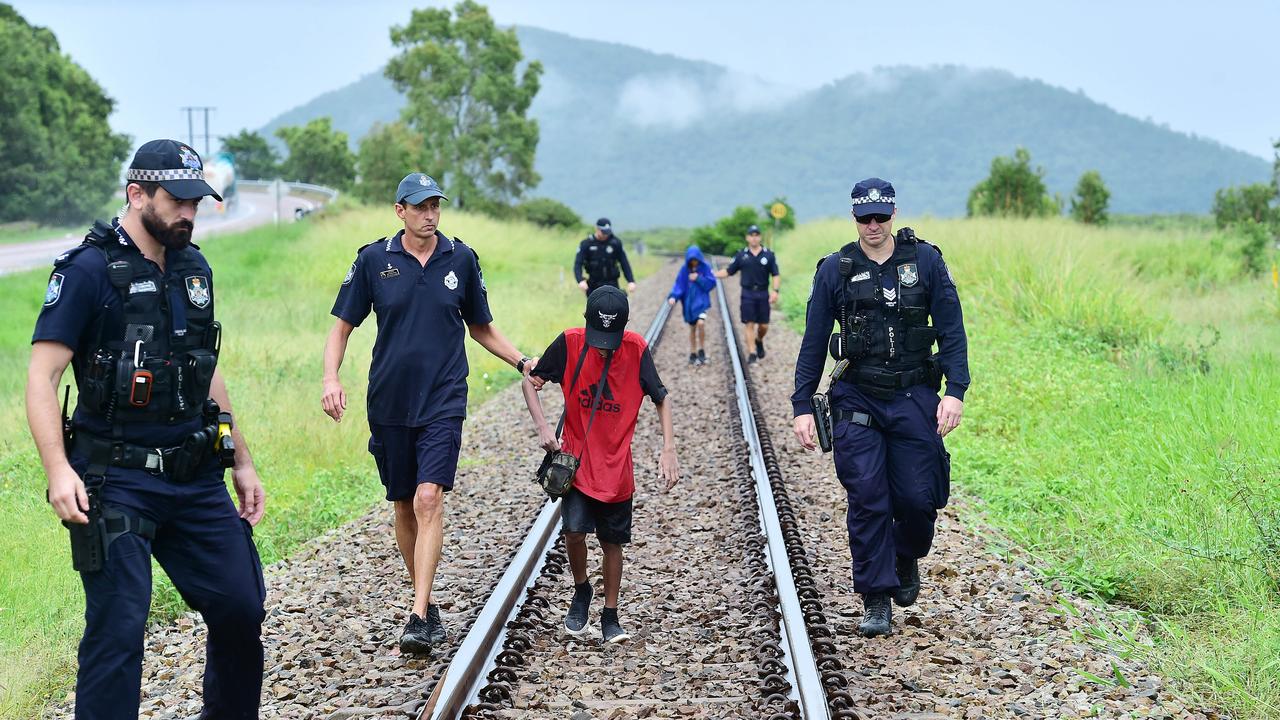 Police find and arrest two alleged juvenile offenders hiding in bushland south of Townsville near Cape Cleveland. Picture: Shae Beplate.