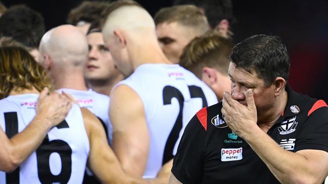 St Kilda coach Brett Ratten is searching for answers. Picture: Getty Images