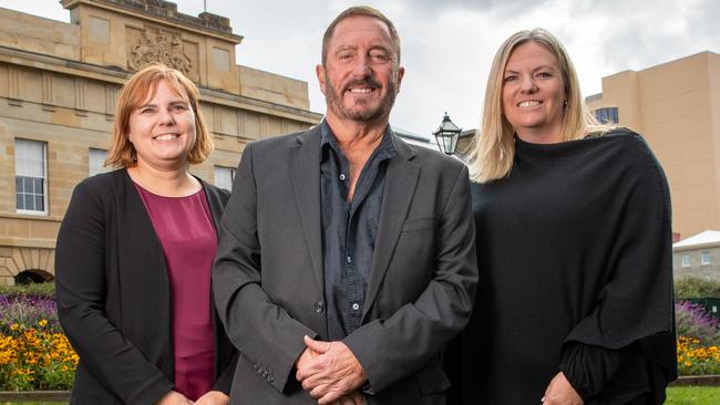 Jacqui Lambie Network MPs Miriam Beswick, Andrew Jenner and Rebekah Pentland. Picture: Linda Higginson