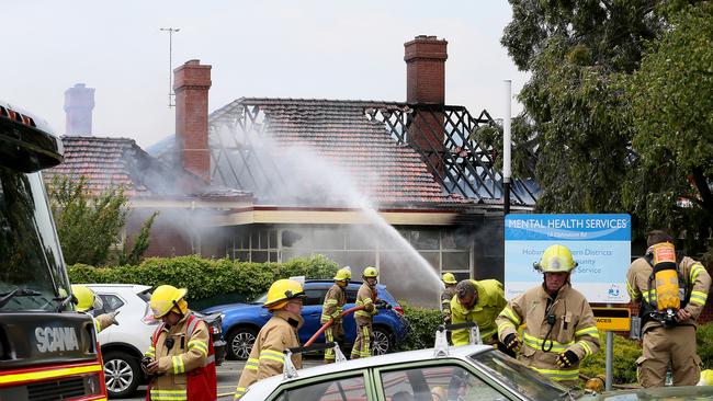 Firefighters at the Peacock Centre. Picture: SAM ROSEWARNE