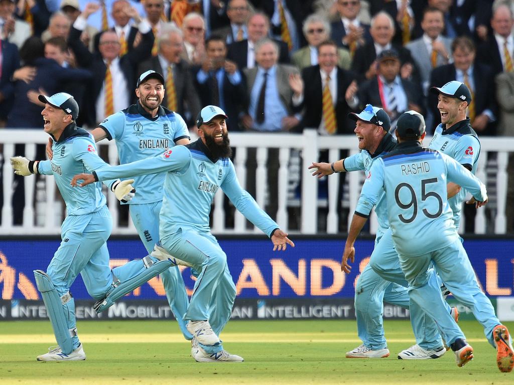 England celebrate after the incredible result.