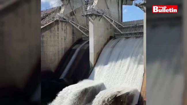 Ross River Dam gate opens during testing