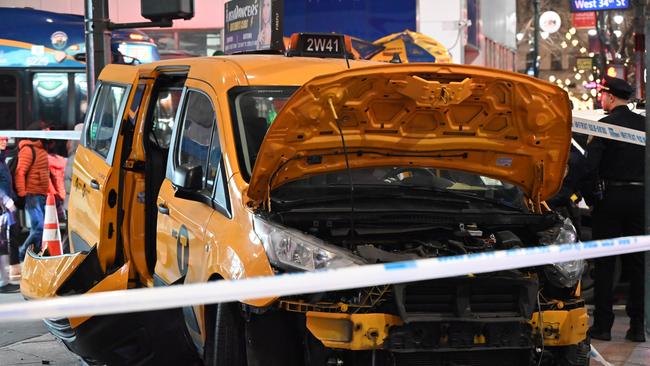 Multiple pedestrians including two Australians were struck by a New York City cab at West 34th Street and Sixth Avenue in the Herald Square section of Manhattan, New York. Picture: Getty