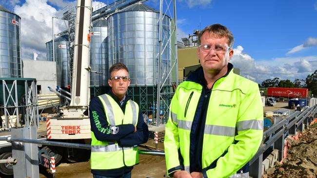 Johnsons Director Robbie Johnson and General Manager Andrew Hayward at the livestock factory plant at Kapunda. Picture: MARK BRAKE