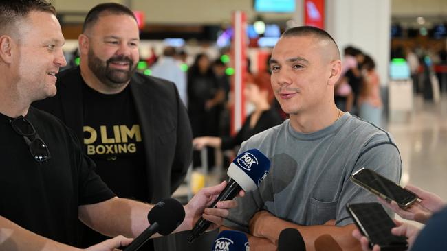 29 January, 2024. Sydney NSW. Boxer Tim Tszyu at Sydney airport departures. Photo: No Limit Boxing / Supplied