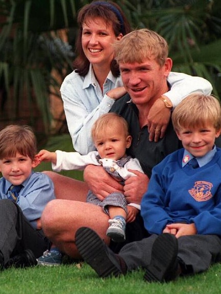 Jack with wife Donna and sons Rhys, Brandon and Kieren in 1995.