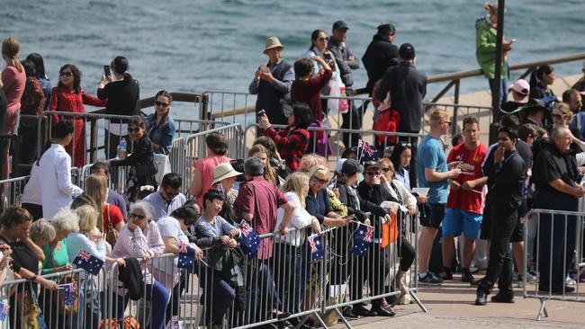 Crowds gather at the Opera House today. Picture: John Grainger