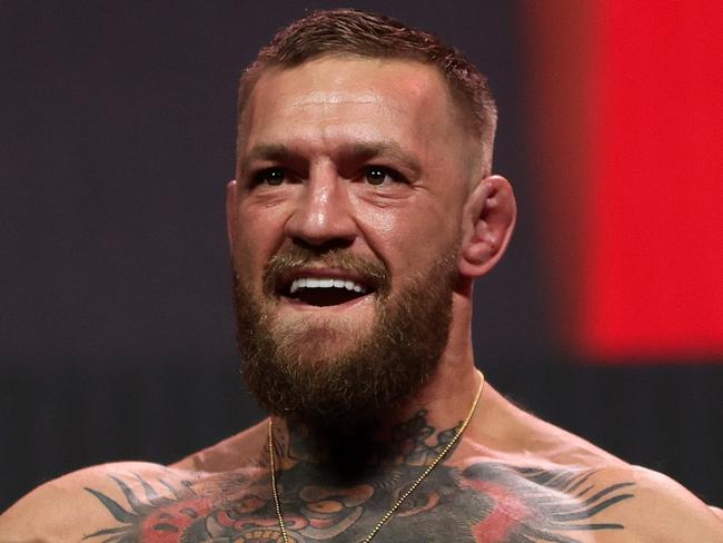 LAS VEGAS, NEVADA - JULY 09: Conor McGregor poses during a ceremonial weigh in for UFC 264 at T-Mobile Arena on July 09, 2021 in Las Vegas, Nevada. (Photo by Stacy Revere/Getty Images)