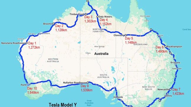 The Map of Mr Murphy's successful 10 day around the country drive. Picture: Twitter