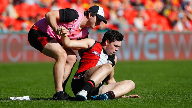 St Kilda power forward Paddy McCartin has suffered several concussion incidents. Picture: Getty Images