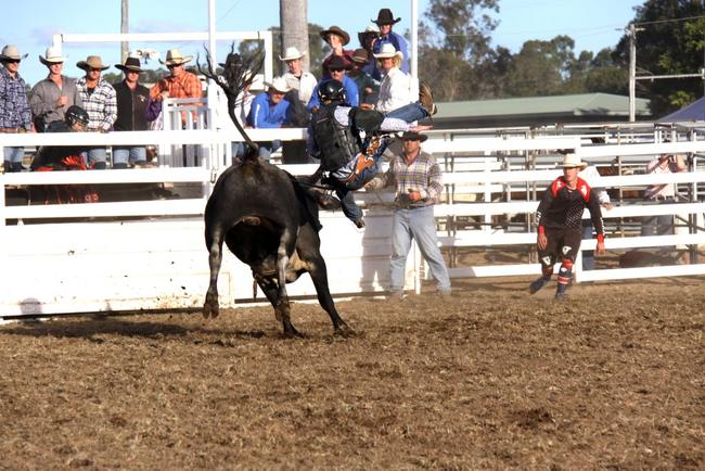 Keeelan Alexander gets the feeling he is not wanted on his bull ride.