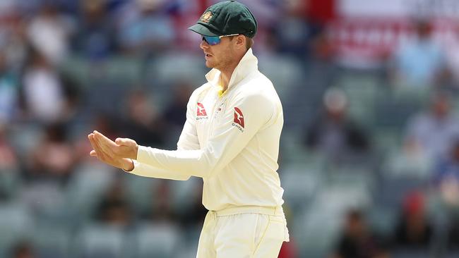 Steve Smith reacts after an appeal for a catch against Moeen Ali. Picture: Getty Images.