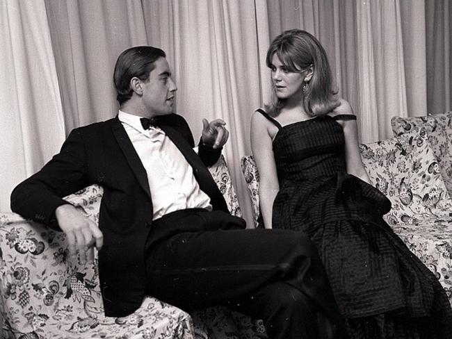 Camilla Shand in 1965 speakioing with a fellow party guest. Picture: Albert Victor Swaebe