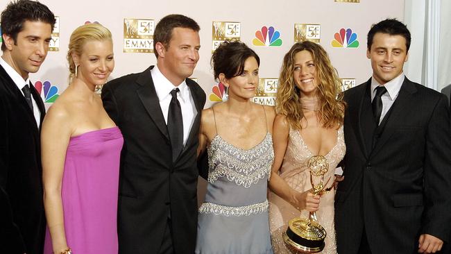 David Schwimmer with his Friends co-stars, Lisa Kudrow, Mathew Perry, Courteney Cox Arquette, Jennifer Aniston, and Matt LeBlanc. Picture: AFP