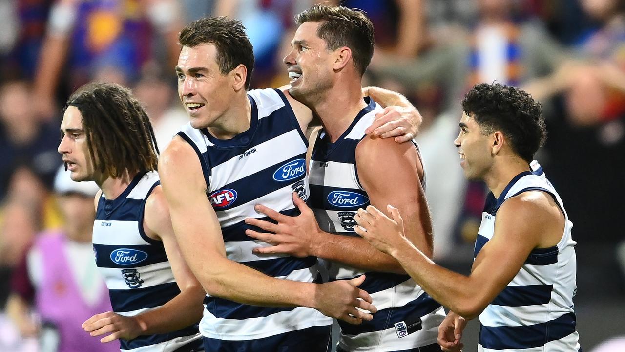 Tom Hawkins was dominant for the Cats. Picture: Getty Images