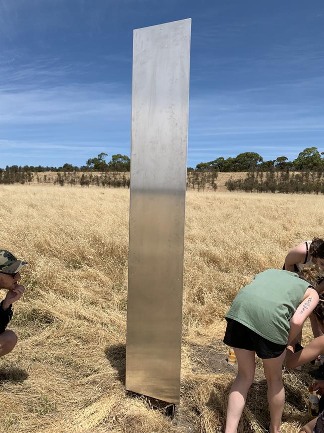 The monolith has sparked imaginations of Noarlunga locals, wondering how on earth it arrived. Picture: Caleb Bond