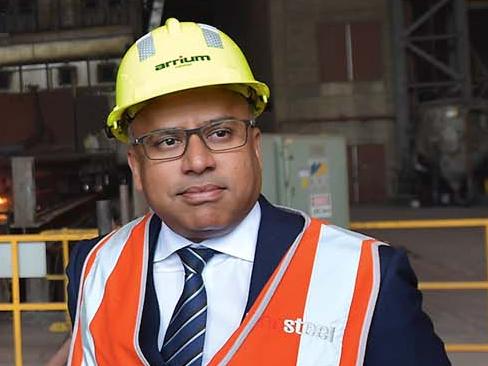 EMBARGO FOR TWAM 12 OCT 2019  NO REUSE WITHOUT PERMISSIONHead of GFG Sanjeev Gupta visits the Arrium Steel plant in Whyalla, South Australia. Monday, July, 17, 2017. British industrialist Sanjeev Gupta plans to invest $1 billion or more in Arrium's Whyalla Steelworks to ensure its future viability. (AAP Image/David Mariuz) NO ARCHIVING