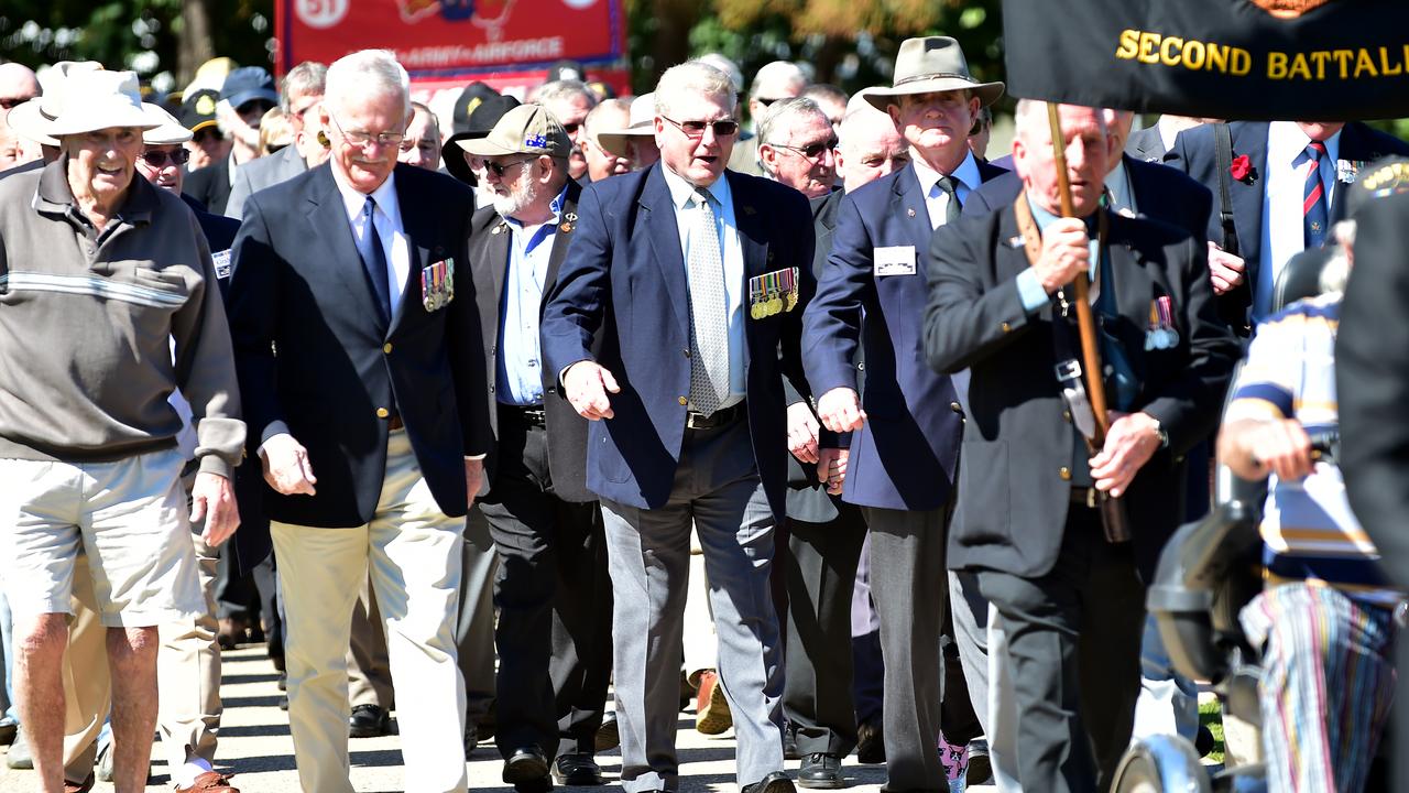 Vietnam Veterans Day march participants march through Cotton Tree in 2015. This year’s service has been cancelled due to Covid-19 restrictions. Picture: Che Chapman