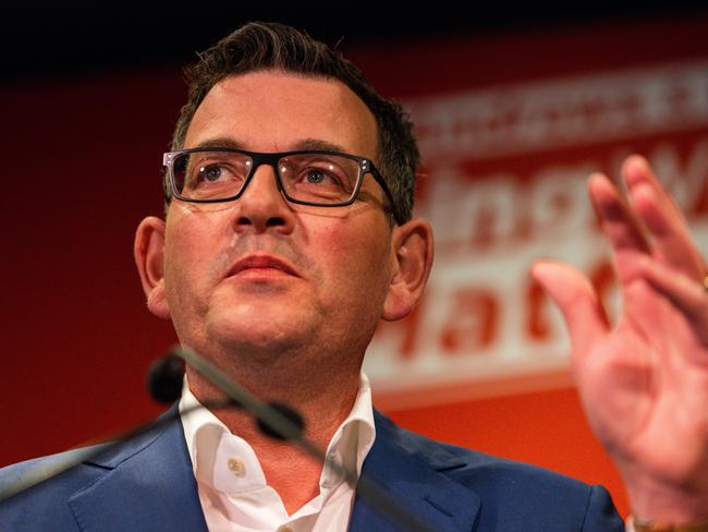 MELBOURNE, AUSTRALIA - NOVEMBER 26: Victorian Premier Daniel Andrews delivers his victory speech at the Labour election party in his seat of Mulgrave on November 26, 2022 in Melbourne, Australia. Victoria went to the polls on Saturday, with the incumbent Labor government of Daniel Andrews leading Matthew Guy's Liberals by a wide margin in pre-election surveys. (Photo by Asanka Ratnayake/Getty Images)