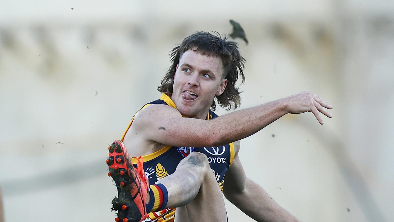 James Rowe snaps towards goal against Geelong in round 11. Picture: Daniel Pockett/AFL Photos/Getty Images