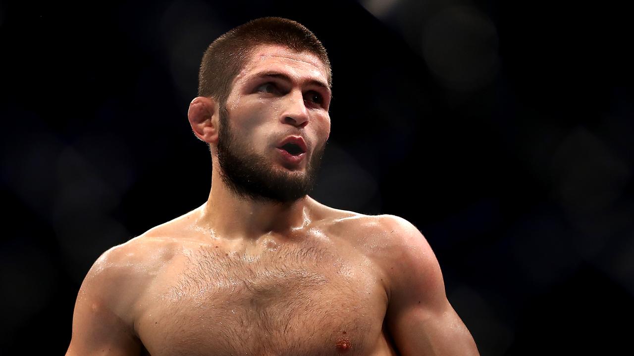ABU DHABI, UNITED ARAB EMIRATES - SEPTEMBER 07: Khabib Nurmagomedov of Russia looks on against Dustin Poirier of United States in their Lightweight Title Bout during the UFC 242 event at The Arena on September 07, 2019 in Abu Dhabi, United Arab Emirates. (Photo by Francois Nel/Getty Images)