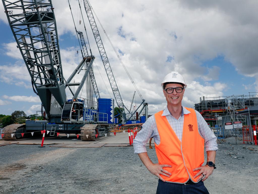 Transport and Main Roads Minister Bart Mellish at a Coomera Connector work site in Coomera on Tuesday. Picture: Glenn Campbell.