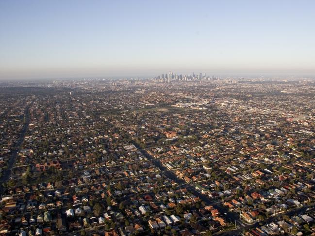 aerial view of Melbourne and surrounding suburbs